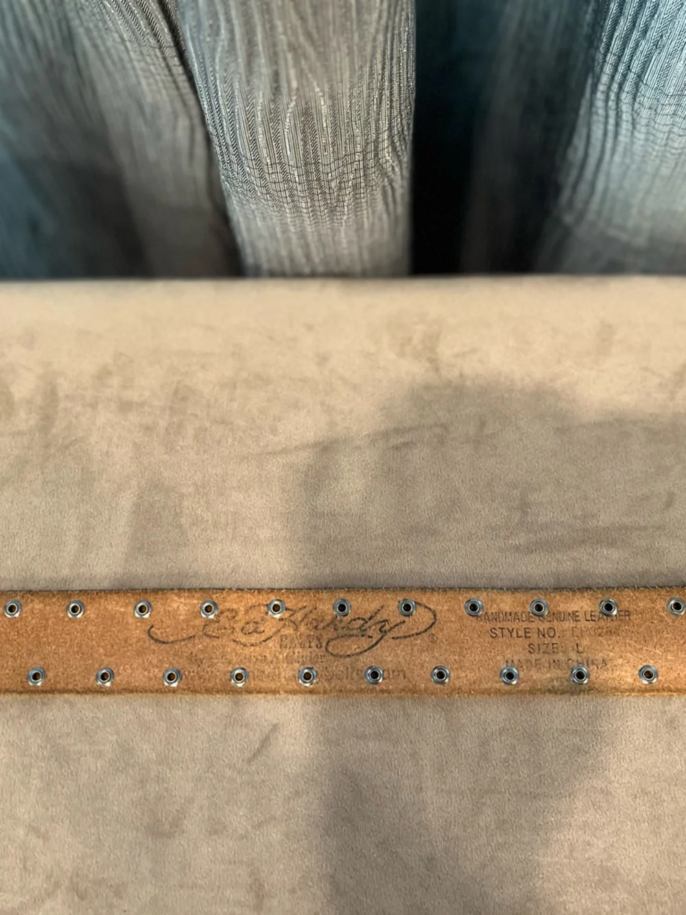 Ed Hardy Multicolored Floral Studded Leather Belt with Rhinestone Buckle Accent